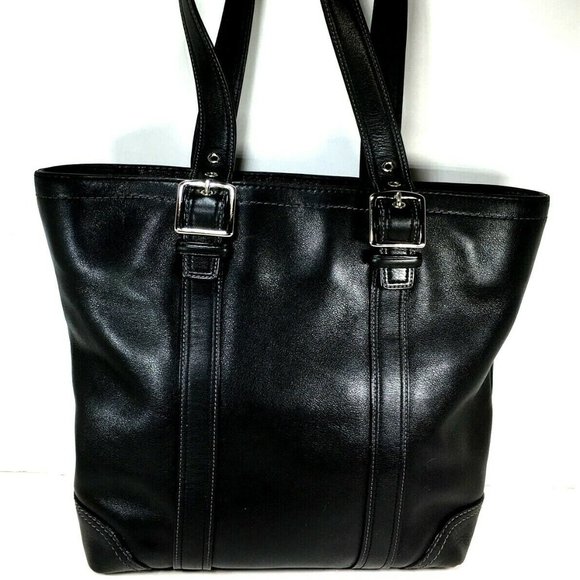 Coach F10194 Hampton Vintage Black Smooth Leather Tote Shoulder Bag - Picture 2 of 12